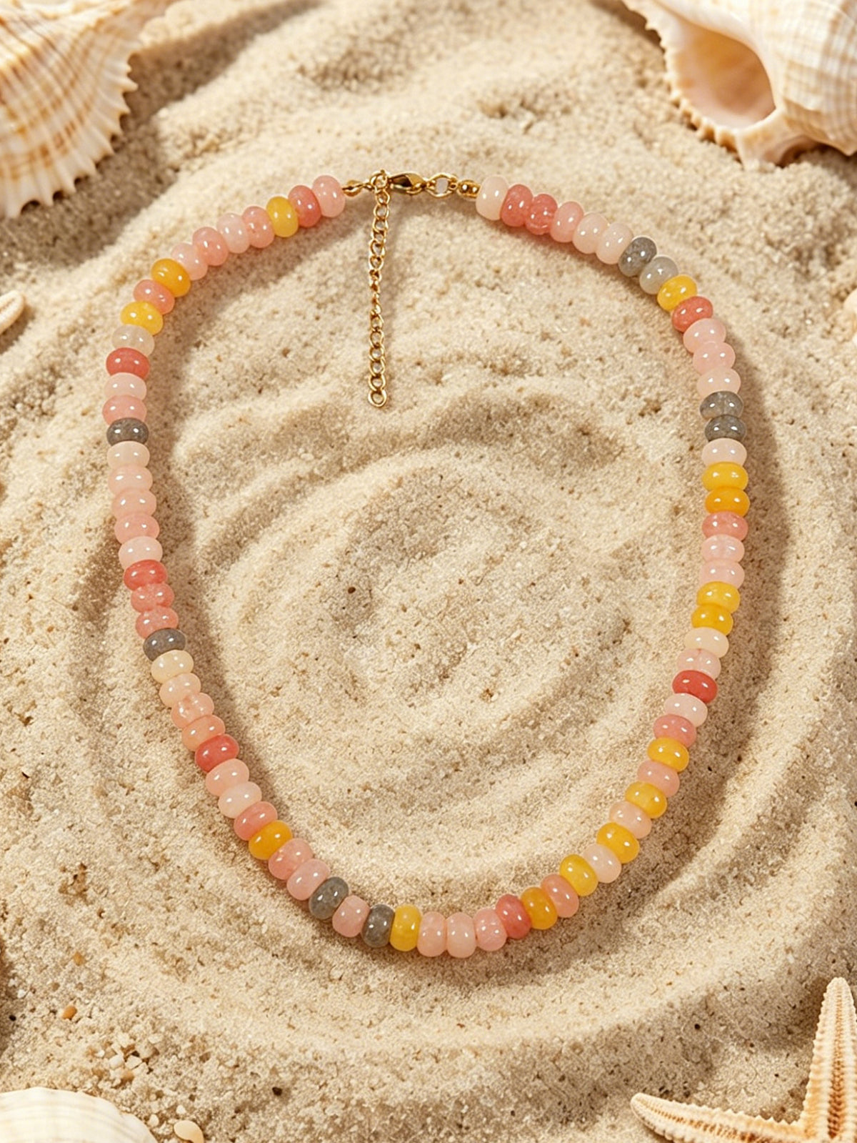 A05 - Collar cristales tonos naranjas claros. Cristal.