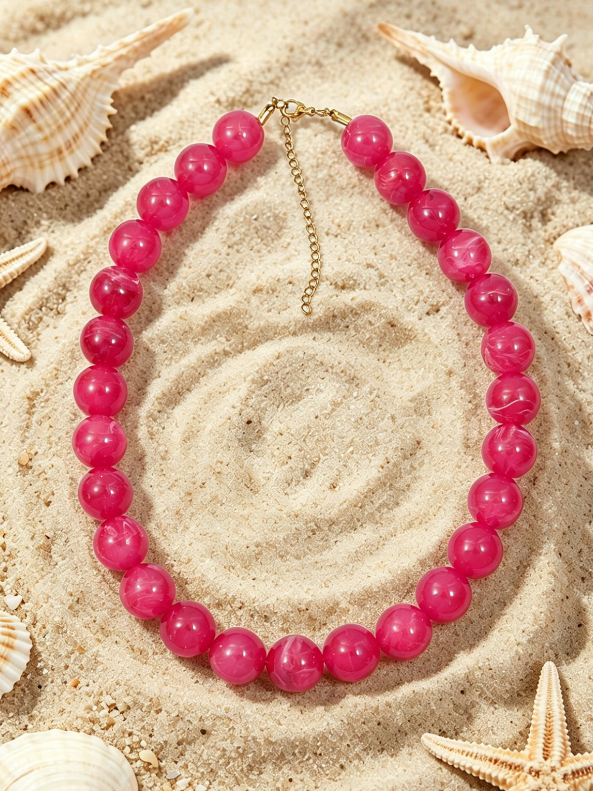 D09 - Collar bolas cristal color fucsia. Cristal.