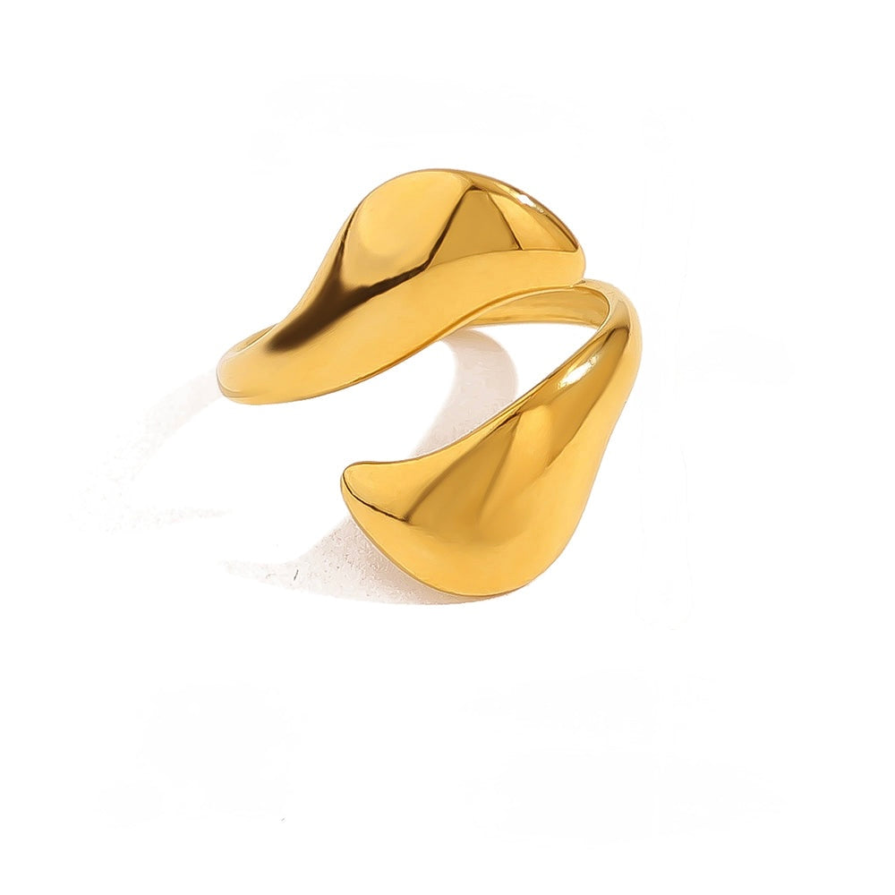 A09 - Anillo doble con figura. Ajustable. Color dorado. Acero inoxidable.