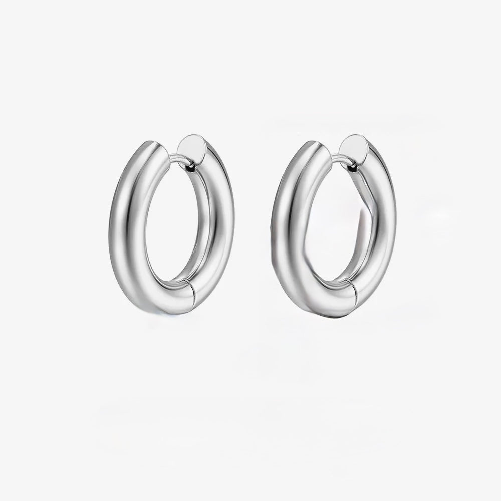 F13 - Arracadas clásicas. Color plateado. Acero inoxidable.