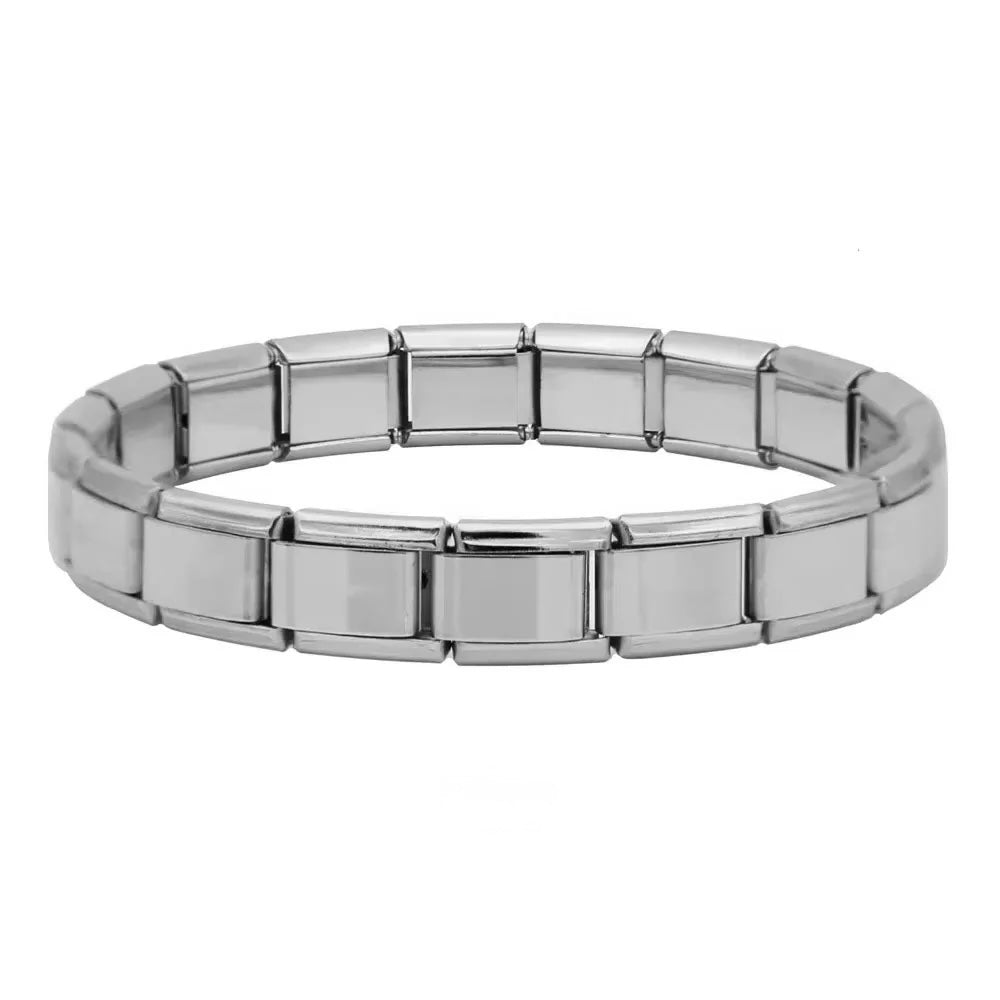 C11 - Pulsera italiana. Color plateado. Acero inoxidable.