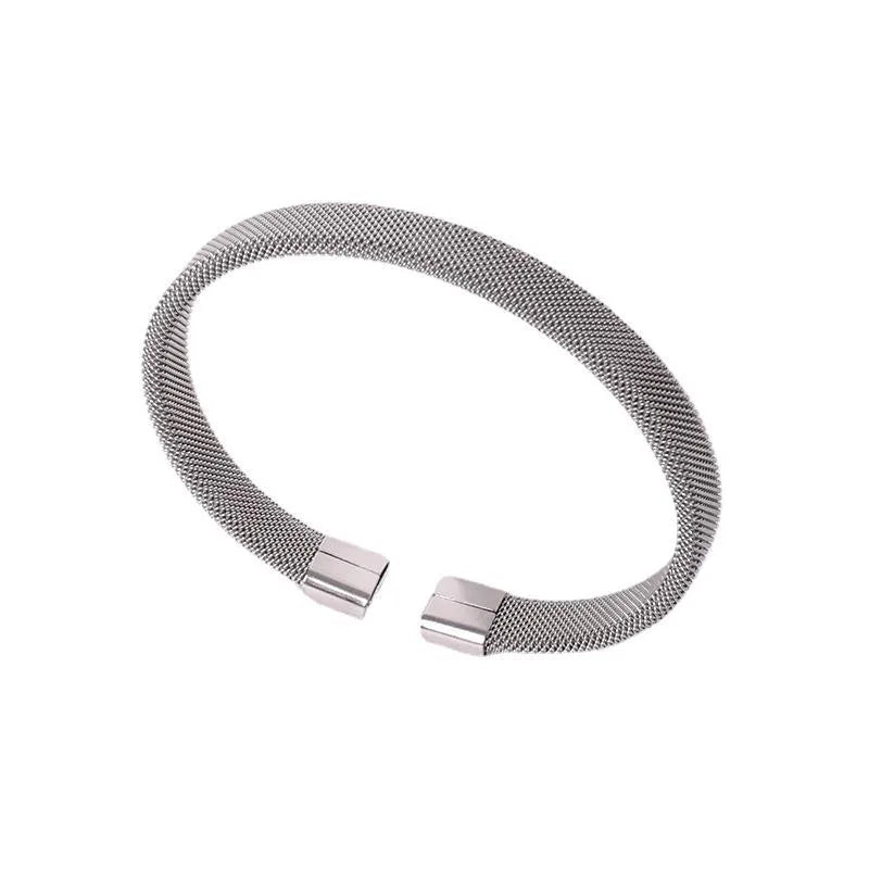 Pulsera tipo red. Acero inoxidable. Plateado.
