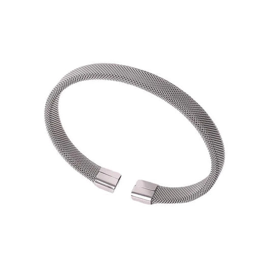 Pulsera tipo red. Acero inoxidable. Plateado.