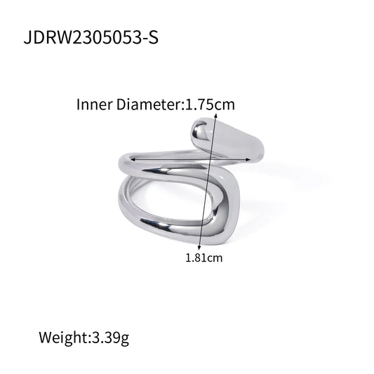 Anillo ajustable doble. Color plateado. Acero inoxidable.