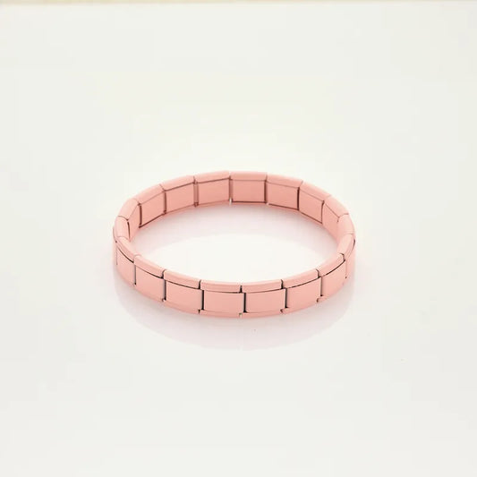 Pulsera italiana. Color rosa bajito mate. Acero inoxidable.