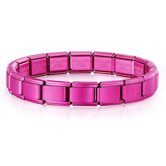 Pulsera italiana. Color rosa fucsia mate. Acero inoxidable.