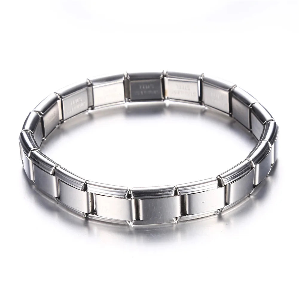 Pulsera italiana. Acero inoxidable. Color plata.