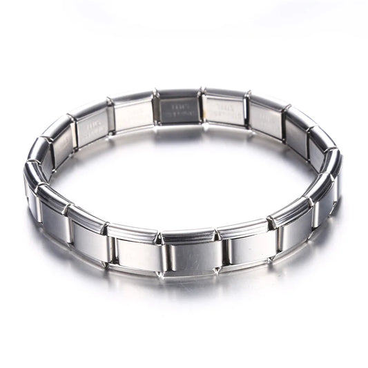Pulsera italiana. Acero inoxidable. Color plata.