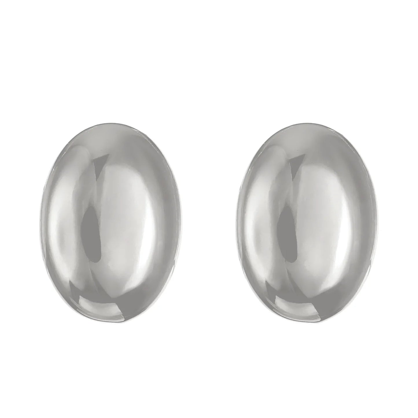 Aretes óvalos. Plateados. Acero inoxidable.