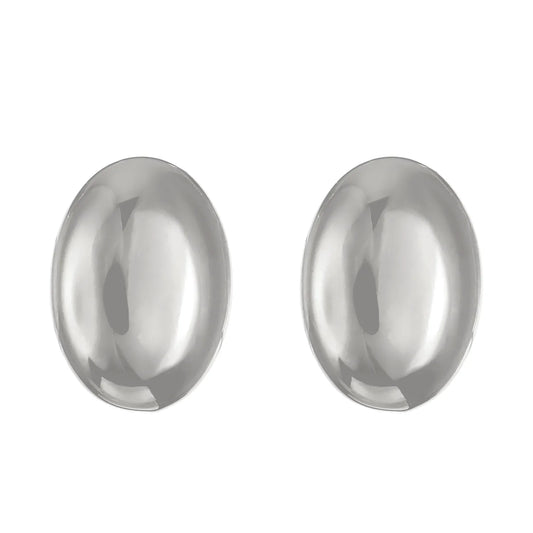 Aretes óvalos. Plateados. Acero inoxidable.