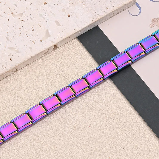 Pulsera italiana. Color tornasol. Acero inoxidable.