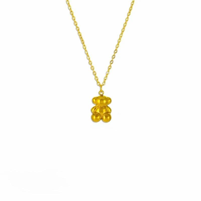 B22 - Collar dije de osito. Color dorado. Acero inoxidable.