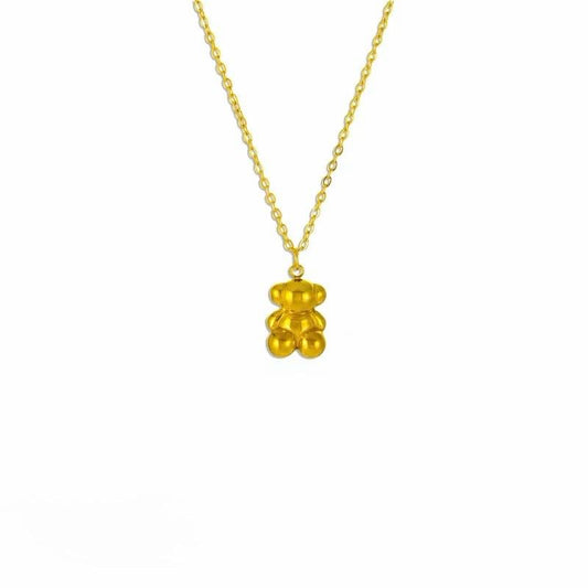 B22 - Collar dije de osito. Color dorado. Acero inoxidable.