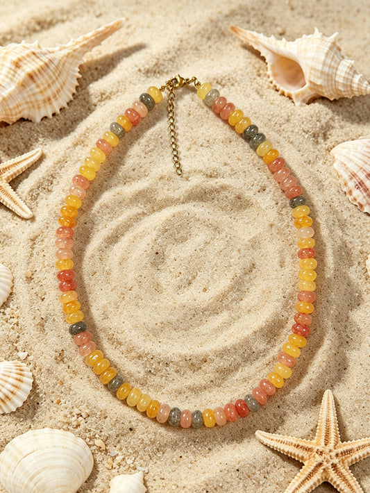 D12 - Collar cristales tonos beige naranja. Cristal.