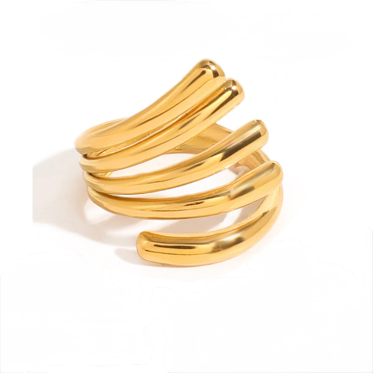 H13 - Anillo varias líneas. Color dorado. Acero inoxidable.