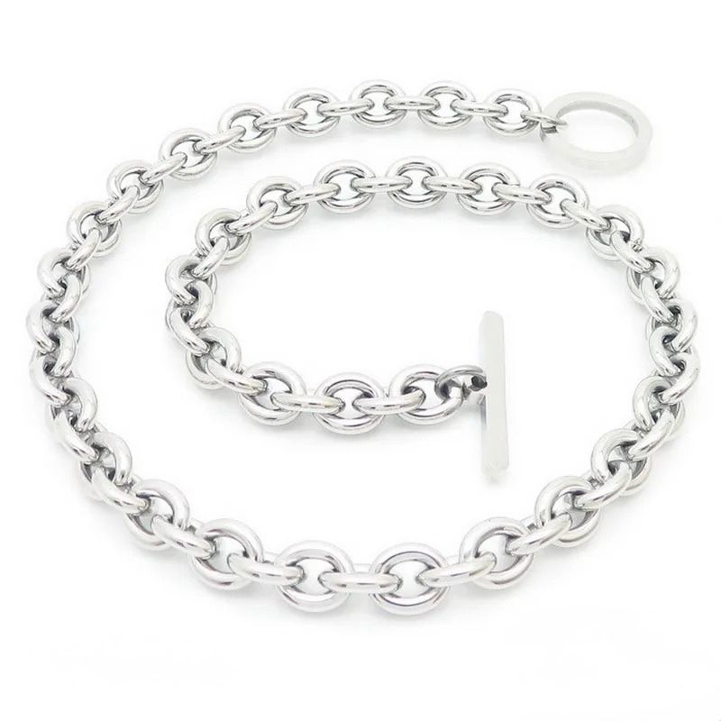 F08 - Collar cadena. Color plateado. Acero inoxidable.