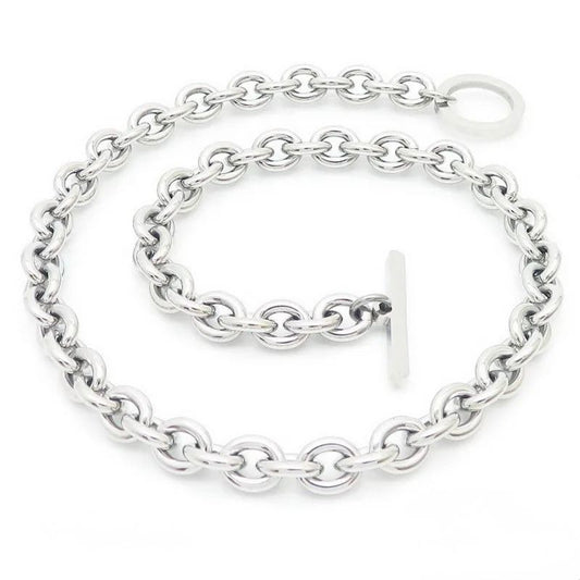 F08 - Collar cadena. Color plateado. Acero inoxidable.