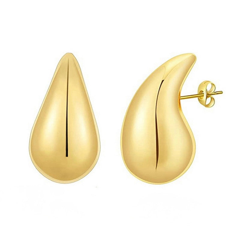 B02 - Aretes gota grande. Color dorado. Acero inoxidable.