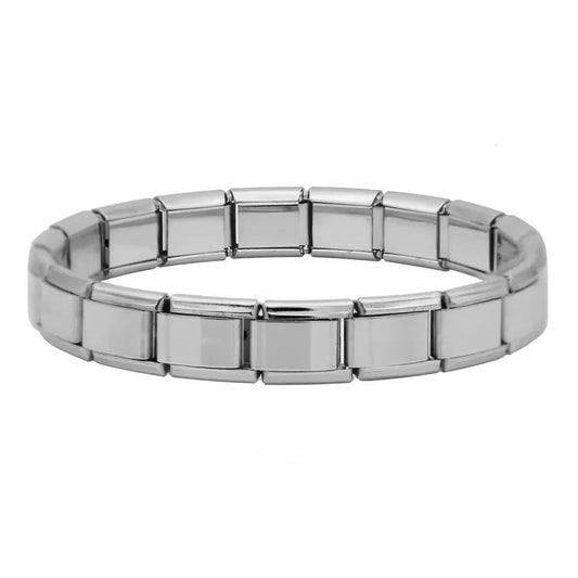 C11 - Pulsera italiana. Color plateado. Acero inoxidable.