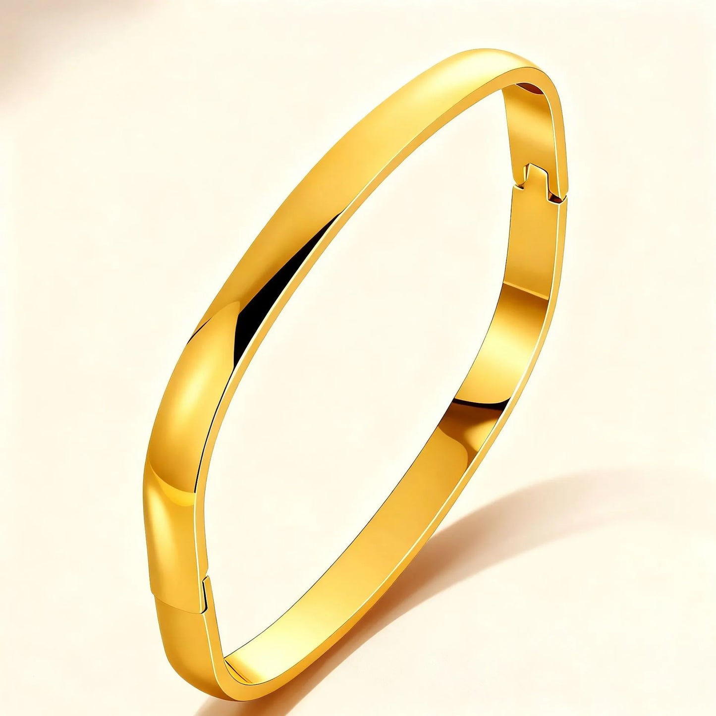 G07 - Pulso rígido cuadrado. Color dorado. Acero inoxidable.