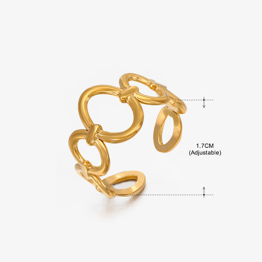 Anillo varios óvalos. Color dorado. Acero inoxidable.