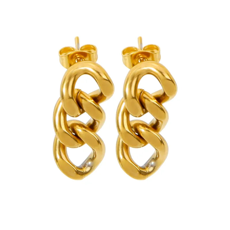 J06 - Aretes cadena. Color dorado. Acero inoxidable.