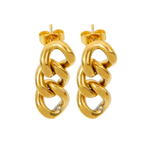 J06 - Aretes cadena. Color dorado. Acero inoxidable.