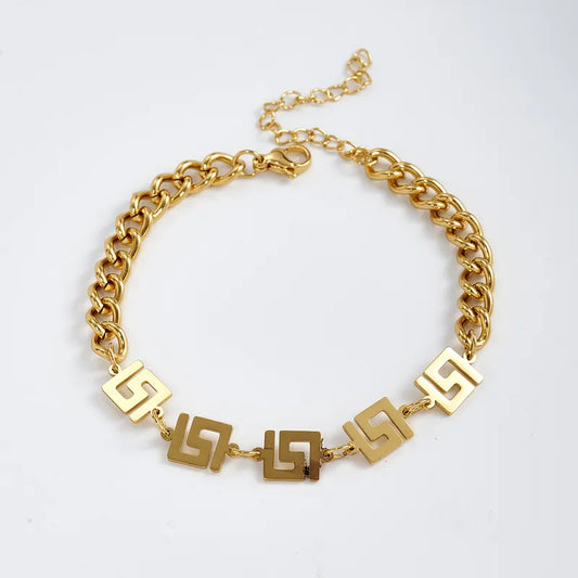M09 - Pulsera figuras. Color dorado. Acero inoxidable.